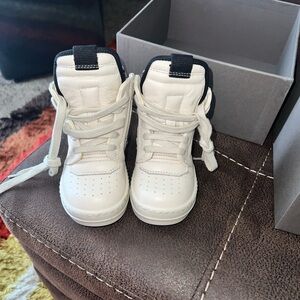 Rick Owens Kids Cream and Black High-Top Sneakers